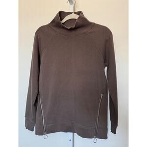 Athleta Women’s Cozy Karma brown double zip funnel neck sweatshirt Size XS